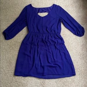 Purple Dress w/ Sheer Overlay & Cutout Back